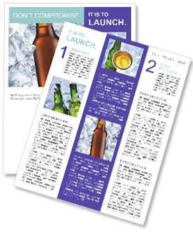Bottle of Beer in Ice Cubes Newsletter Template