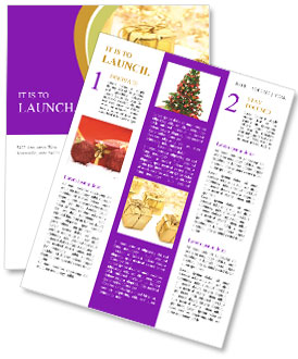 Christmas Gifts Wrapped in Golden Boxes Newsletter Template