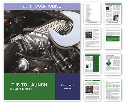 Car Engine with Spanner Word Template