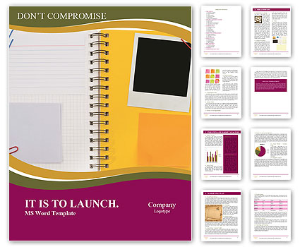 Spiral Yellow Notepad with Blank Palaroid Photo Word Template