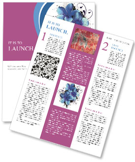 Blue Flower Decoration Newsletter Template