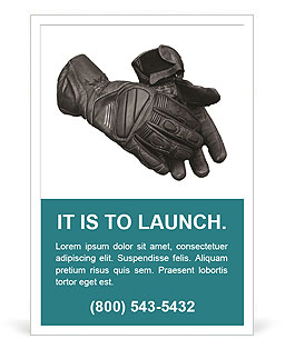 Black Leather Gloves for Professional Biker Ad Template