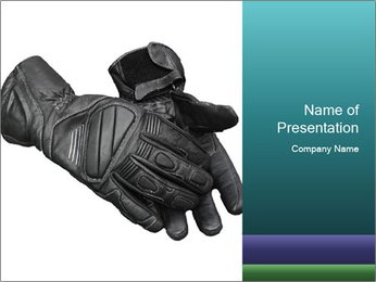 Black Leather Gloves for Professional Biker PowerPoint Template