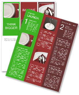 Red Plate With Fork And Porcelain: Beautiful Setting For Your Dining Table (With Copy Space) Newsletter Template