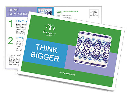 Blue Embroidery Postcard Template