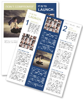 Businessman Seek Shelter Under Umbrella Against Stormy Sky Newsletter Template