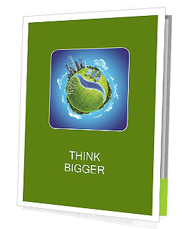 Earth-Inspired Mini Planet Concept: Featuring City, Ocean, Forest, Wind Turbines, Solar Batteries, River, Presentation Folder