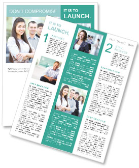 Smiling Business Team With A Charismatic Leader In The Foreground Newsletter Template