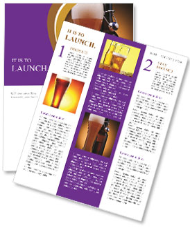 Fresh Beer Bottle And Glass In A Still Life Composition. Newsletter Template