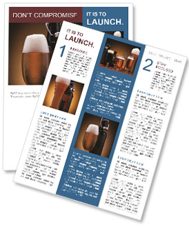 Fresh Cold Beer In A Glass Bottle On A Wooden Table Newsletter Template