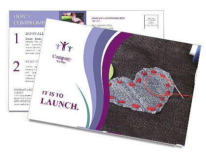 Cute Heart Patch Postcard Template