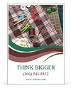 Assorted Sewing Supplies In Closeup On Fabric Surface. Ad Template