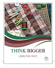 Assorted Sewing Supplies In Closeup On Fabric Surface. Poster Template