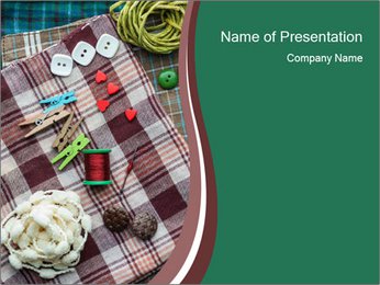 Craft Tools Lying on Chequered Fabric PowerPoint Template