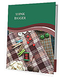 Assorted Sewing Supplies In Closeup On Fabric Surface. Presentation Folder