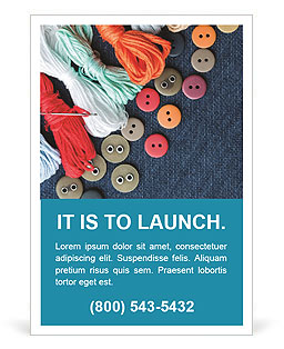 Blue Jeans Background With Diverse Buttons And Threed For Custom Text Ad Template