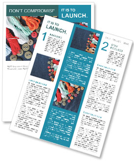 Blue Jeans Background With Diverse Buttons And Threed For Custom Text Newsletter Template