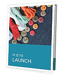 Blue Jeans Background With Diverse Buttons And Threed For Custom Text Presentation Folder
