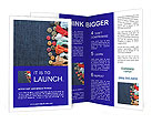 Blue Jeans Background With A Variety Of Buttons And 3D Effects - Perfect For Text Placement Brochure Template