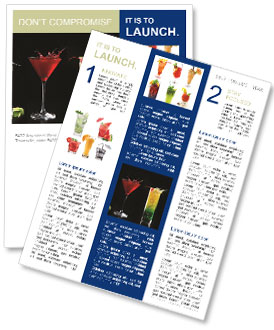 Assorted Cocktail Set On A Black Background Newsletter Template