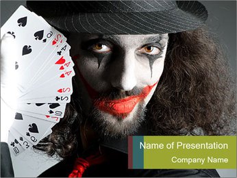 Scary Joker with Cards PowerPoint Template