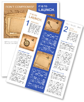 Grunge Background Featuring Vintage Clip With Old Blank Paper, Postcards, And Photo Sheets Newsletter Template