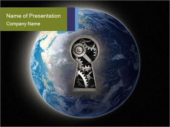 Key Hole with Earth Mechanism Inside PowerPoint Template