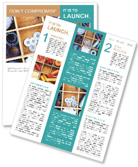 Closeup Of Sewing Materials Stored In A Wooden Box Newsletter Template