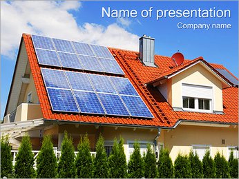 House with Solar Panels PowerPoint Template