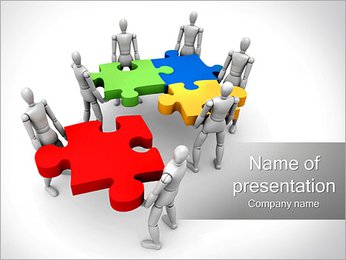 Abstract People With Puzzle PowerPoint Template