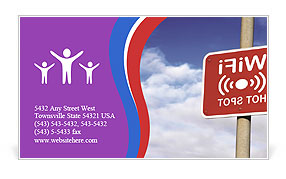 Blue Sky Wifi Hotspot Sign: Connecting To Wireless Network On-The-Go Business Card Template