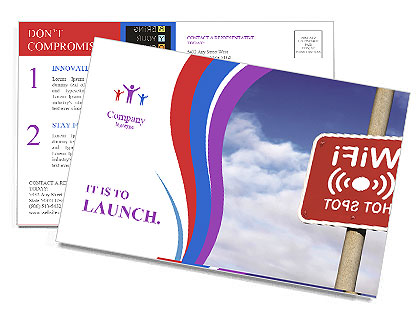 Blue Sky Wifi Hotspot Sign: Connecting To Wireless Network On-The-Go Postcard Template