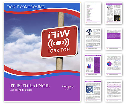 Blue Sky Wifi Hotspot Sign: Connecting To Wireless Network On-The-Go Word Template