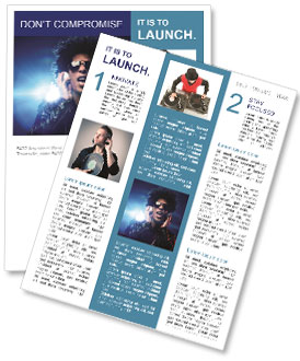 Nightclub Party Scene With Singing Dj Wearing Headphones, Afro And Lens Flare Lighting Effect Newsletter Template