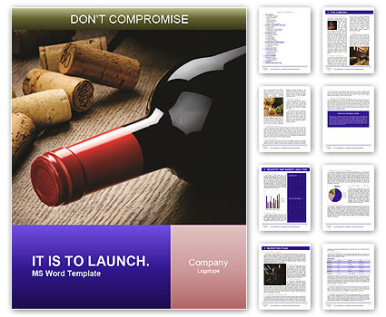 Wooden Table With Corks And A Bottle Of Red Wine Word Template