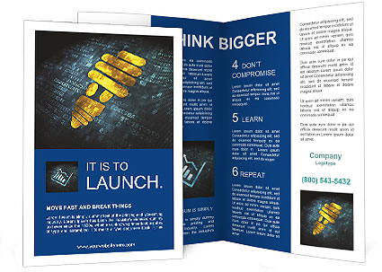 3D Render Of Pixelated Energy Saving Lamp Icon On Digital Background, Illustrating Finance Concept Brochure Template