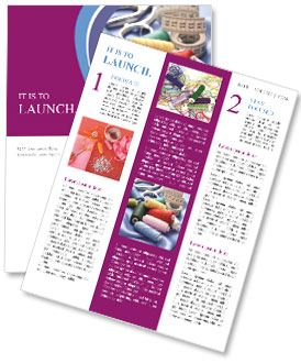 Needlework on Blue Fabric Newsletter Template