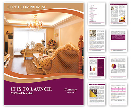 Living Room with Luxury Furniture Word Template