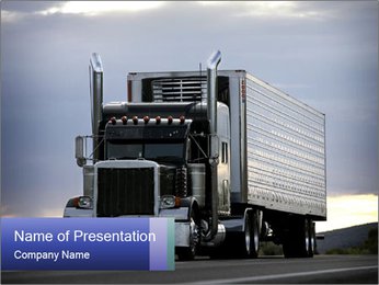 Truck on Highway PowerPoint Template
