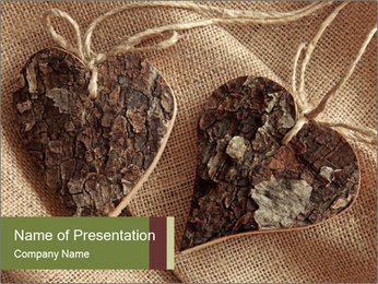 Handmade Wooden Hearts PowerPoint Template