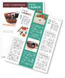 House Needlework Kit: Includes Threads, Needles, Scissors, And Tape Measure On A Wooden Plate. Newsletter Template