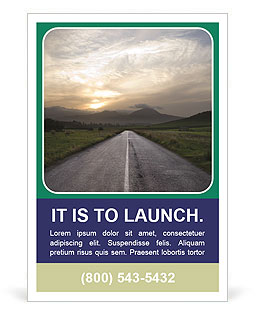 Desolate Country Road Intersects With A Straight Road During A Gloomy Sunset Ad Template