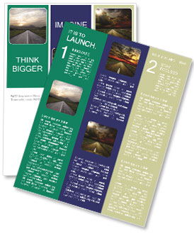 Desolate Country Road Intersects With A Straight Road During A Gloomy Sunset Newsletter Template