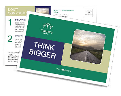 Desolate Country Road Intersects With A Straight Road During A Gloomy Sunset Postcard Template