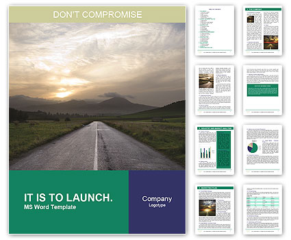 Desolate Country Road Intersects With A Straight Road During A Gloomy Sunset Word Template