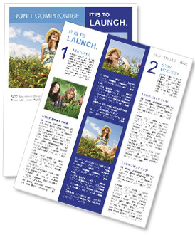 Barefoot Teenage Girl Sitting On A Summer Meadow Newsletter Template