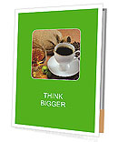 Images Of Coffee Beans In Bags, Cups Of Coffee, And Cognac Glasses Presentation Folder