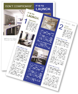 Stylish 3D Design Of Blue And Gray Modern Kitchen With Bar Table And Stools Newsletter Template