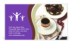 Essential Items For Business In The Arab World: Coffee, High-Value Arabian Bank Notes, Stuffed Dates, And W Business Card Template