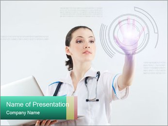 Doctor with Touch Screen PowerPoint Template
